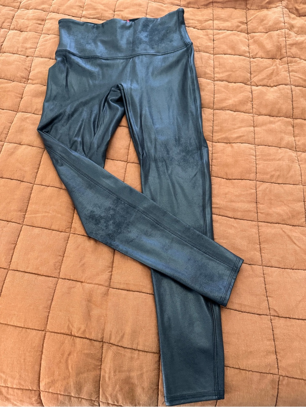 SPANX Liquid Faux Leather Black Leggings